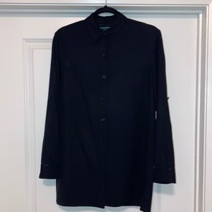 Ralph Lauren black silk button down shirt/tunic, small